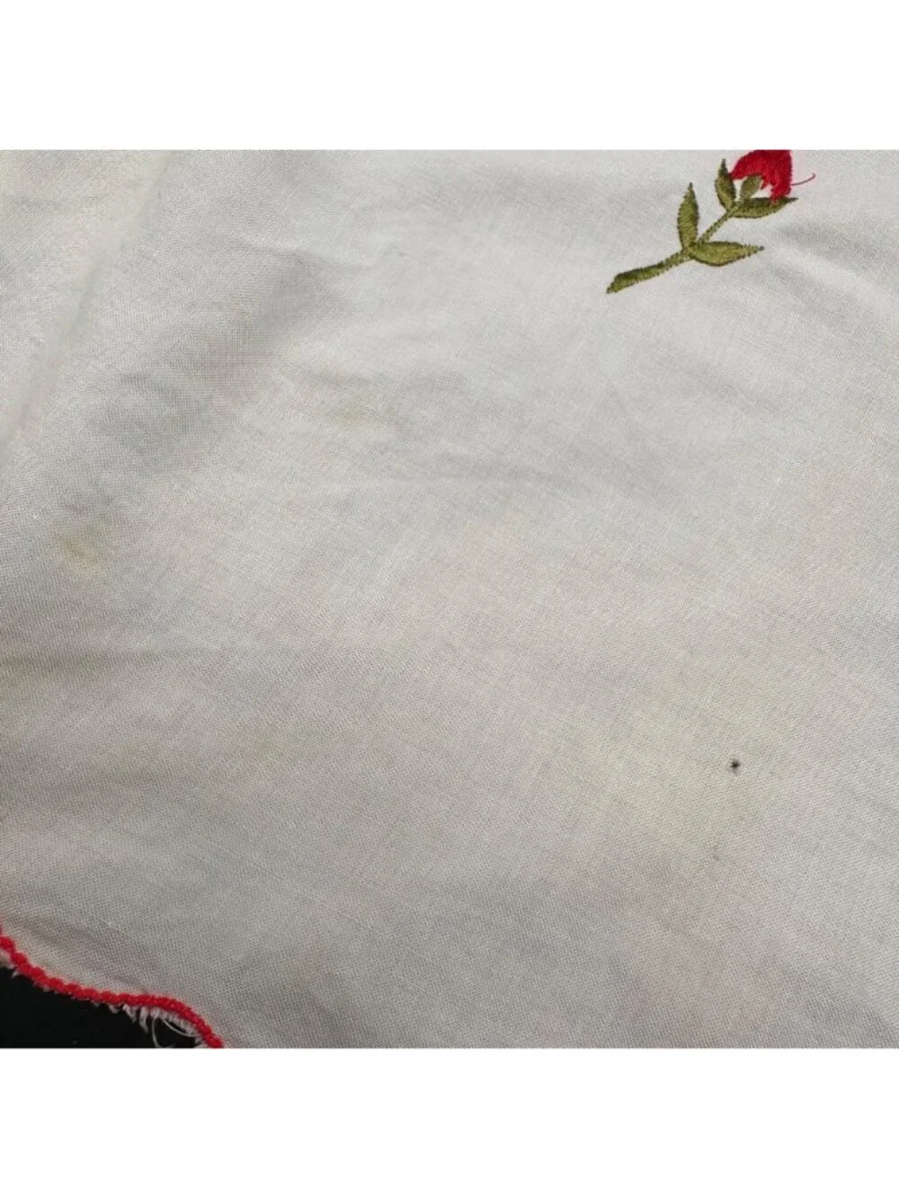 Vintage Rose Scallop Curtain Panels Japan Floral Embroidery Red Pink Melon READ